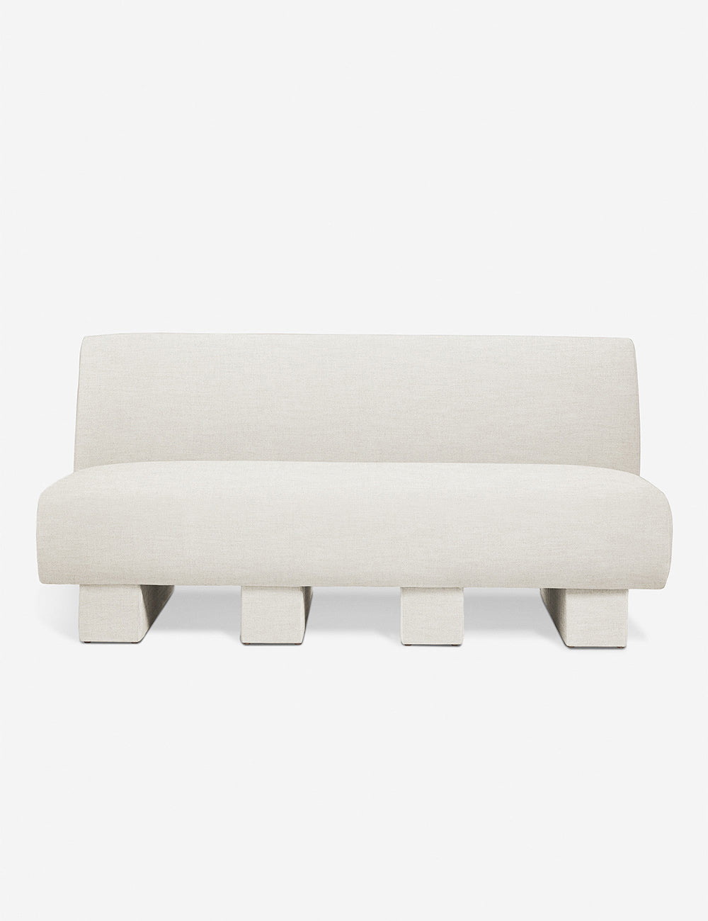 #color::Natural-Linen | Lena Natural Linen armless upholstered sofa with beam legs by Sarah Sherman Samuel