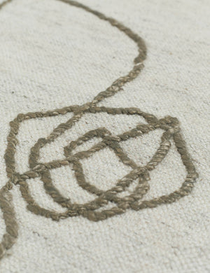 Close-up of the green pattern on the Line Drawing Flatweave Rug