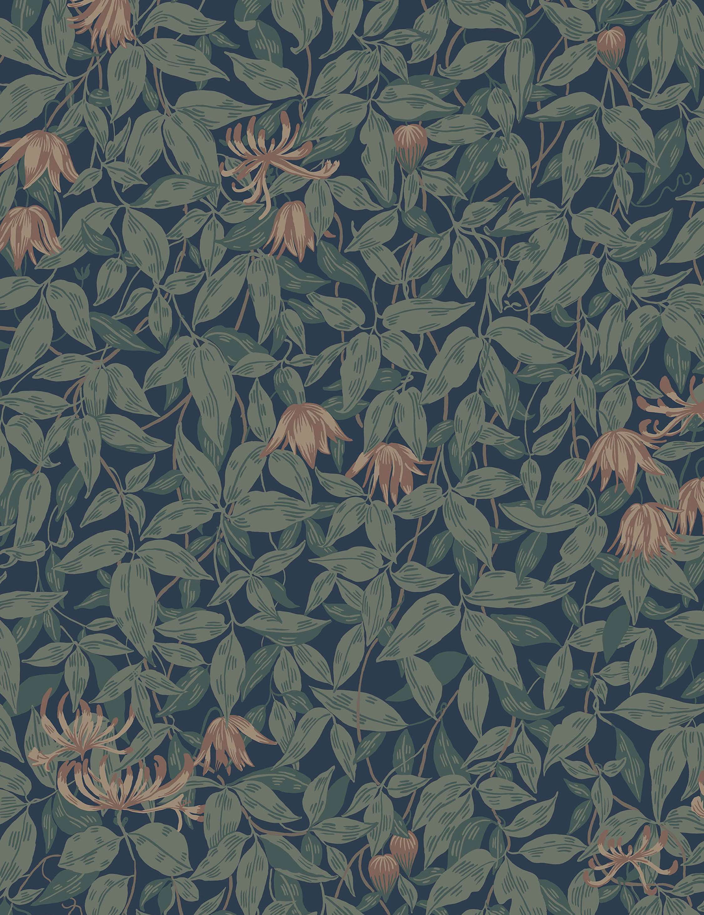 Scalamandre Linnea Wallpaper Swatch by Sandberg, Midnight Blue