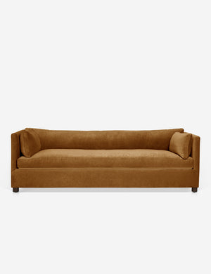 Lotte shelter-style Cognac Velvet Sofa with a deep seat
