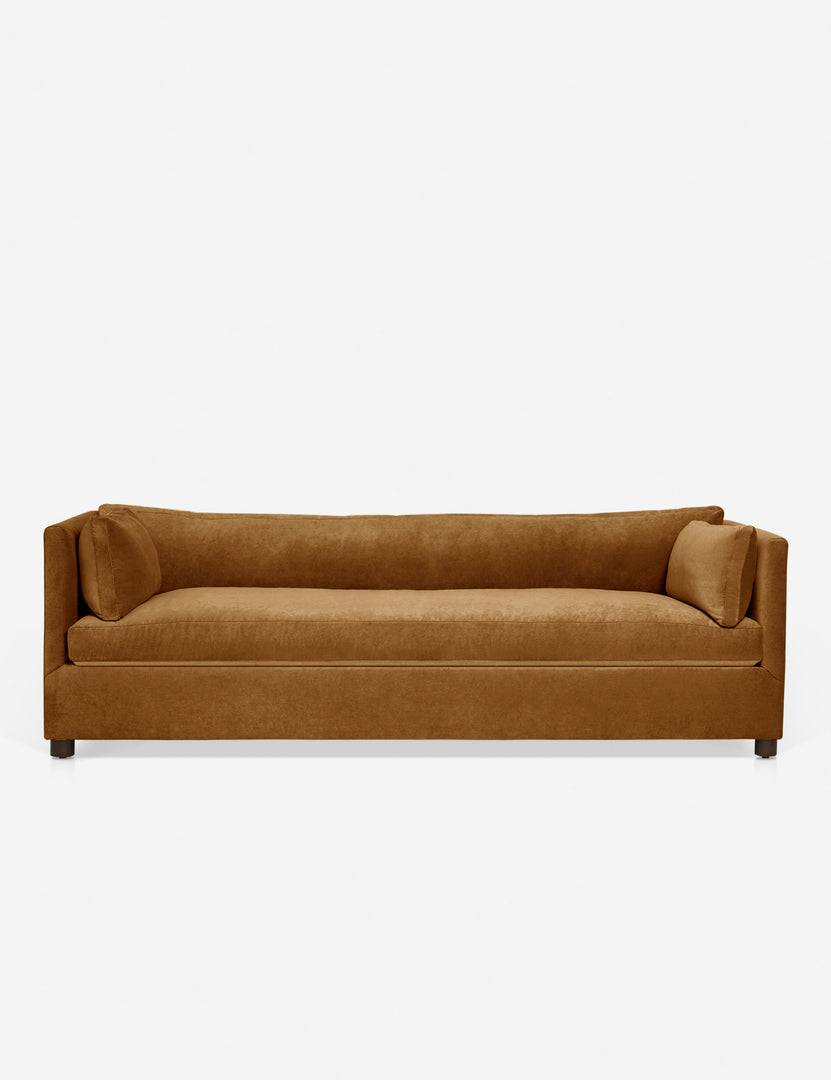 #color::cognac-velvet | Lotte shelter-style Cognac Velvet Sofa with a deep seat