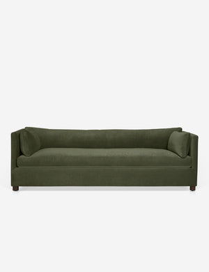 Lotte shelter-style Moss Green Velvet Sofa with a deep seat