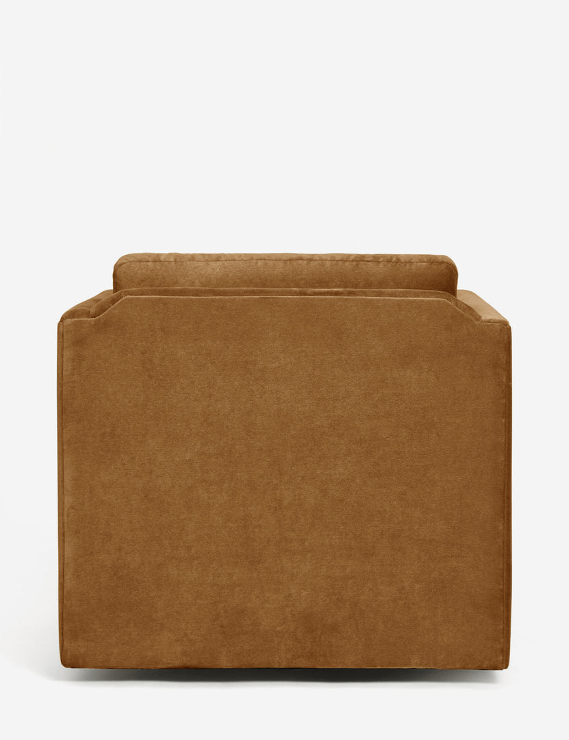 #color::cognac-velvet | Back of the Lotte cognac velvet swivel chair