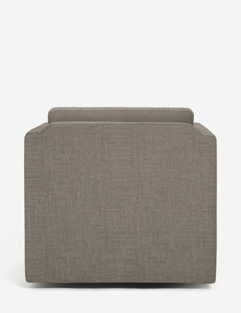 #color::pebble-performance-linen | Back of the Lotte pebble gray performance fabric swivel chair