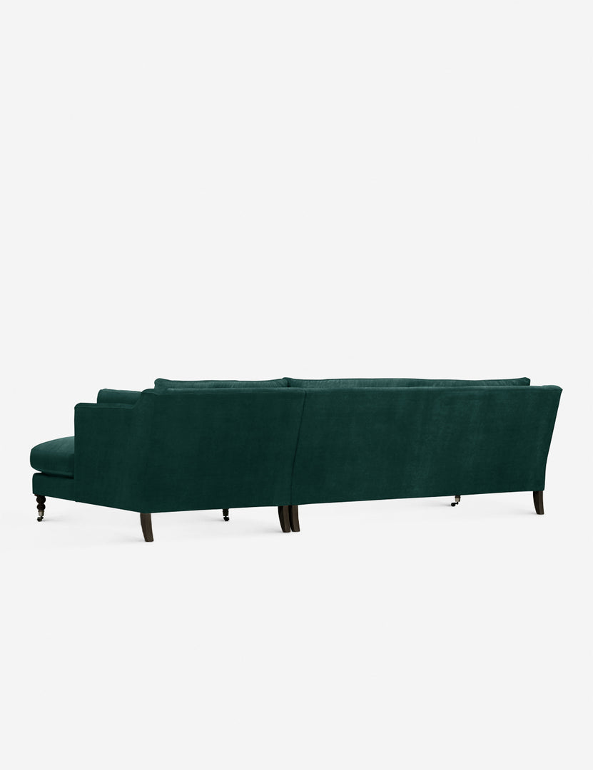 #color::green #configuration::right-facing | Back of the Fabienne green velvet sectional