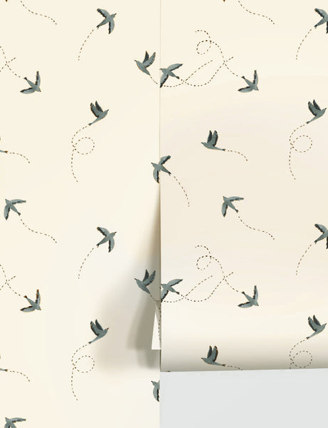 #color::blue | Sparrow blue and white wallpaper by Rylee and Cru.
