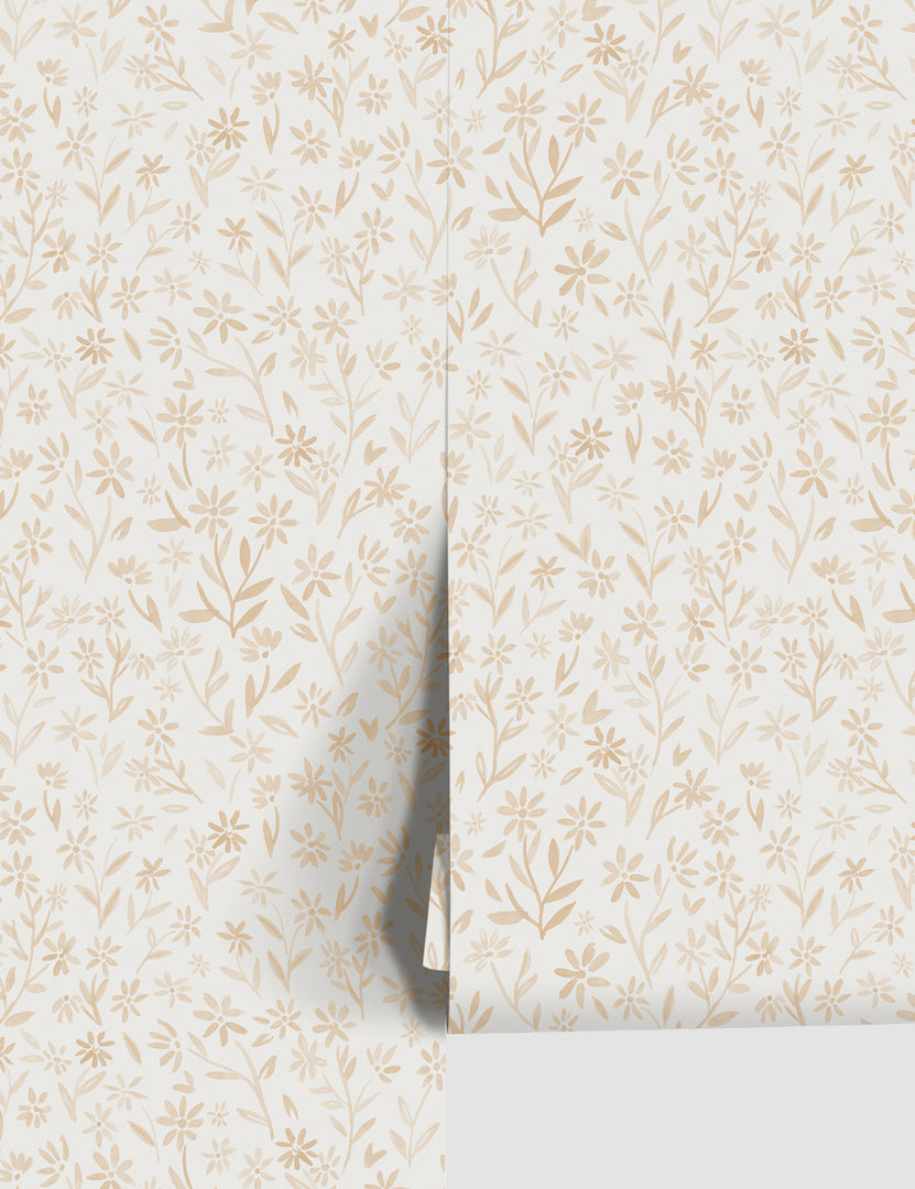 #color::goldenrod | Sommerville goldenrod wallpaper featuring silhouetted daisies