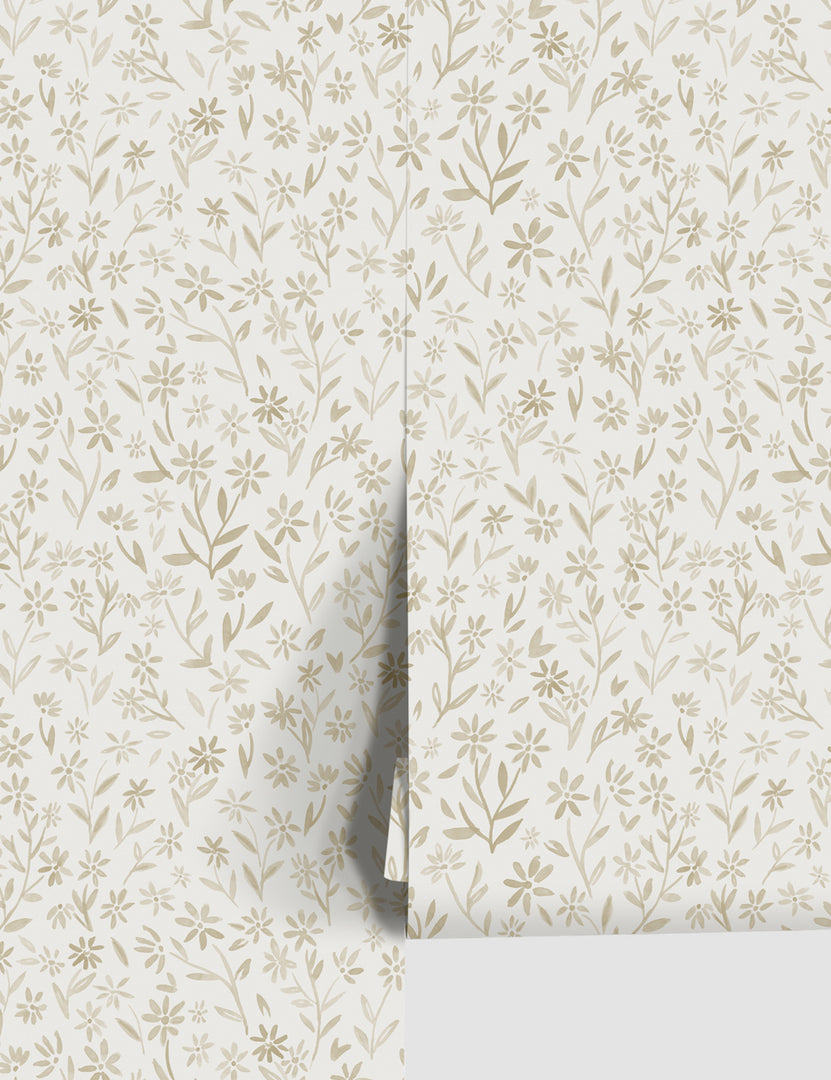 #color::natural | Sommerville natural wallpaper featuring silhouetted daisies