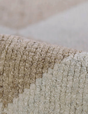 The hand-knotted wool construction on the Palau beige rug