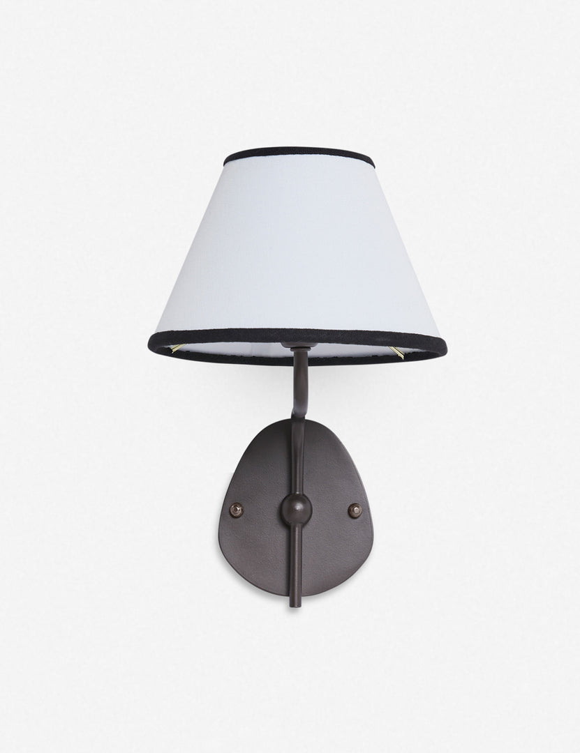 #color::black-trim #finish::bronze | Straight on view of the Magdalene black single sconce