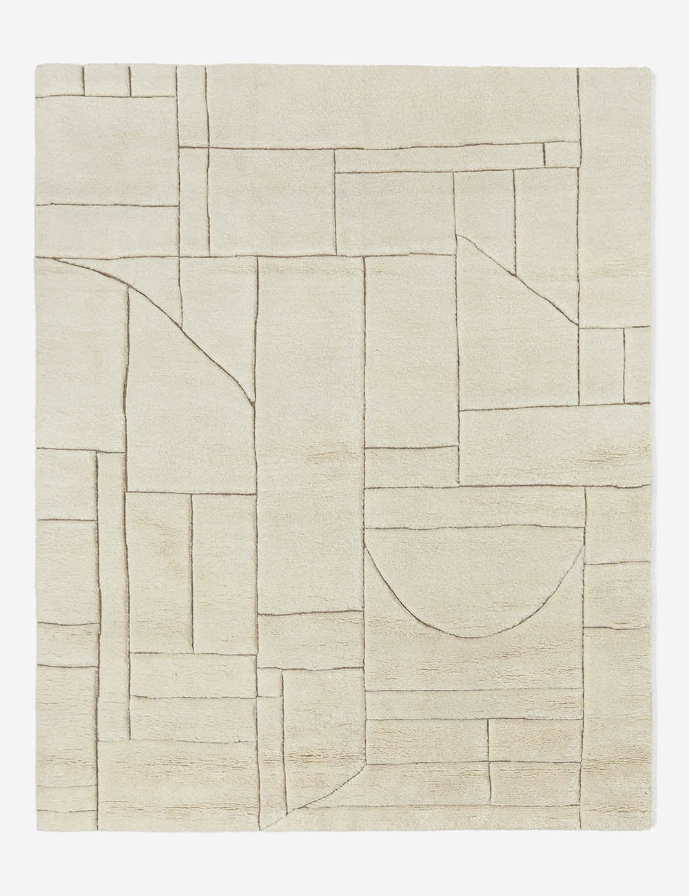 #size::6--x-9- #size::8--x-10- #size::9--x-12- #size::10--x-14- #size::12--x-15- | Maleena cream hand-knotted wool and cotton area rug with abstract line tufting