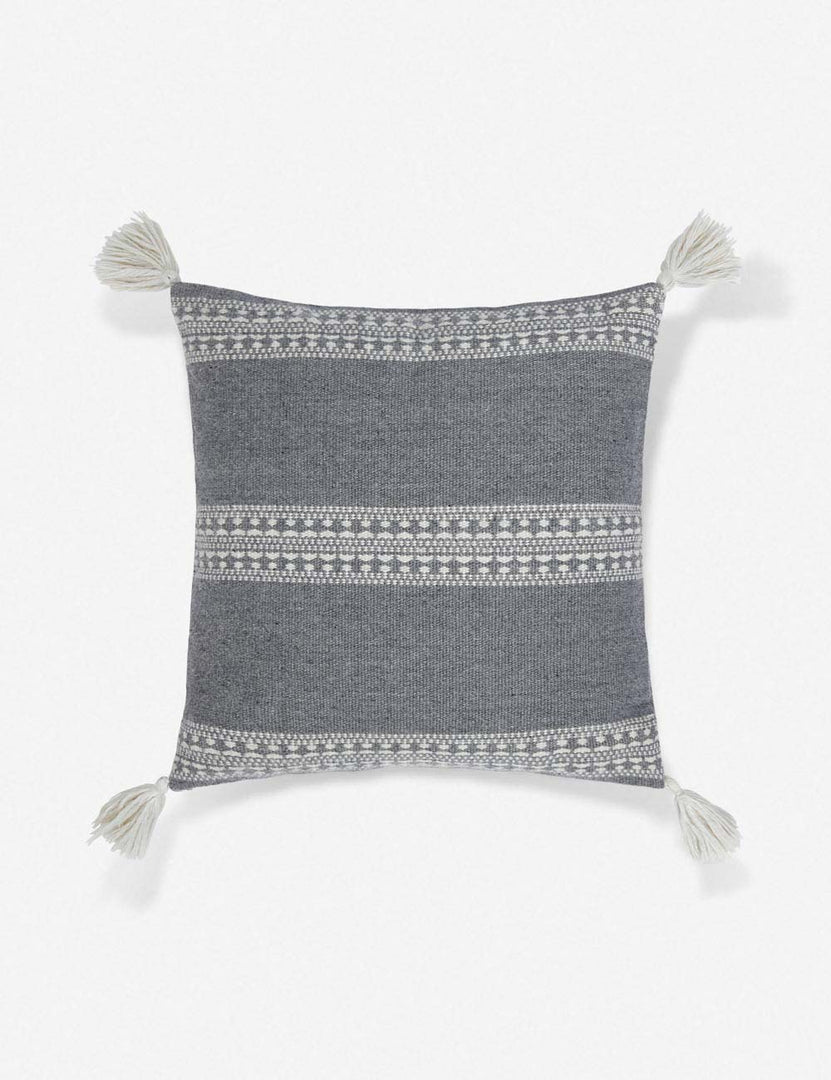 #color::agate #style::square | Marchesa agate gray indoor and outdoor square pillow with tasseled corners