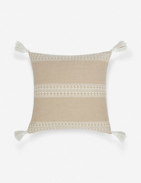 #color::khaki #style::square | Marchesa khaki indoor and outdoor square pillow with tasseled corners