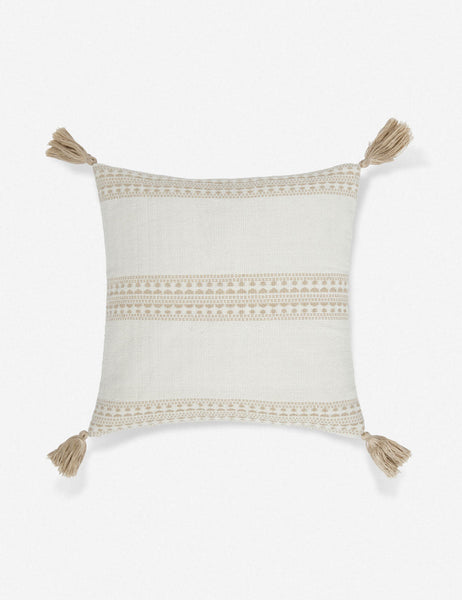 #color::natural-and-khaki #style::square | Marchesa natural and khaki indoor and outdoor square pillow with tasseled corners