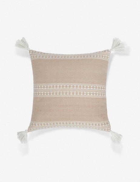#color::sandstone #style::square | Marchesa sandstone indoor and outdoor square pillow with tasseled corners