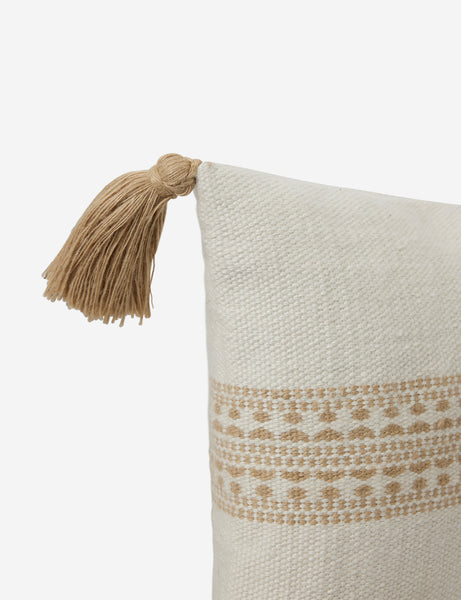#color::natural-and-khaki #style::lumbar | Tasseled corners on the Marchesa natural and khaki indoor and outdoor pillow