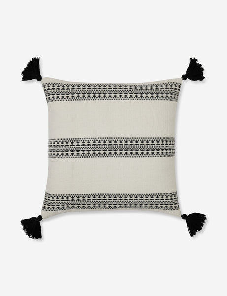 #color::natural-and-black #style::square | Marchesa natural and black indoor and outdoor square pillow with tasseled corners