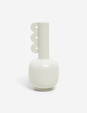 Marguerite matte white ceramic vase with a grooved neck