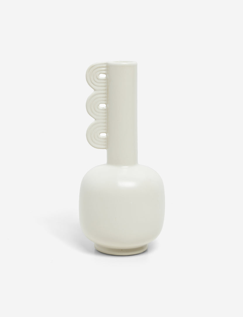 | Marguerite matte white ceramic vase with a grooved neck