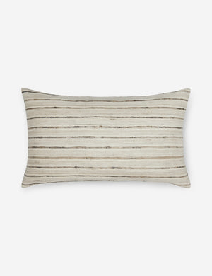 Marit neutral lumbar silk pillow with striated lines