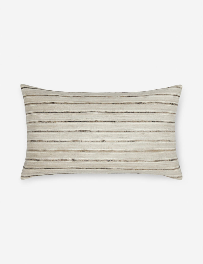 #size::12--x-20- | Marit neutral lumbar silk pillow with striated lines