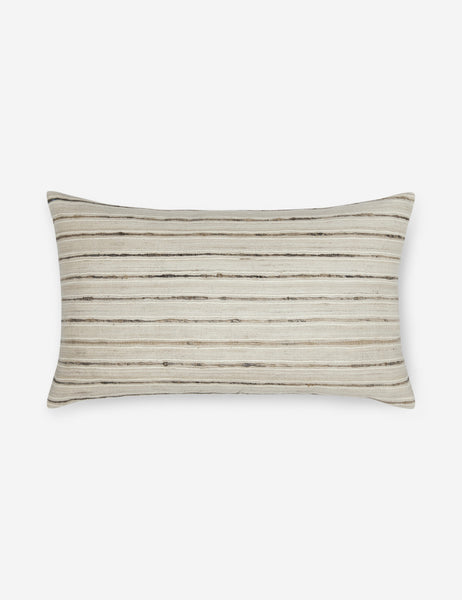 #size::12--x-20- | Marit neutral lumbar silk pillow with striated lines