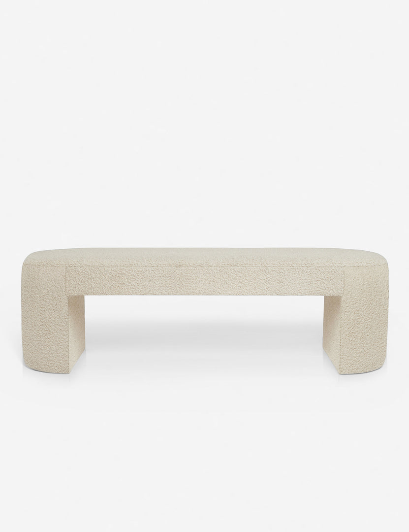#color::cream-boucle | Mikhail cream boucle foam-padded bench.