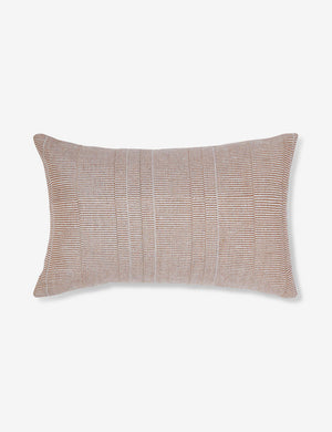 Rust brown Milan indoor and outdoor lumbar pillow with a linear pattern by Sunbrella