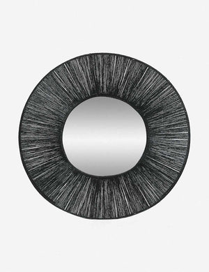 Carlotta black round jute woven mirror