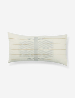 The Imli ivory cotton throw pillow with gray indigenous motifs and is loin-loomed