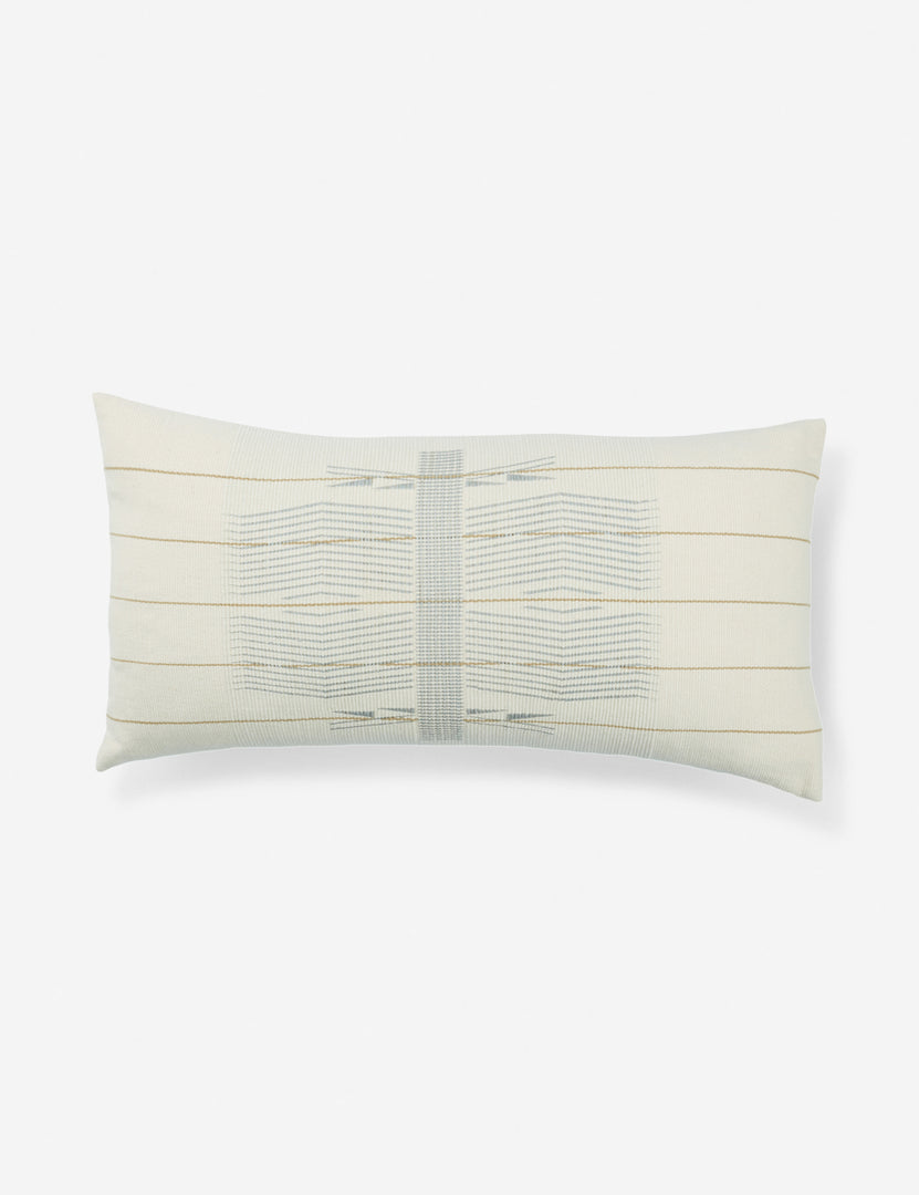 #color::gray #fill::down #fill::polyester | The Imli ivory cotton throw pillow with gray indigenous motifs and is loin-loomed