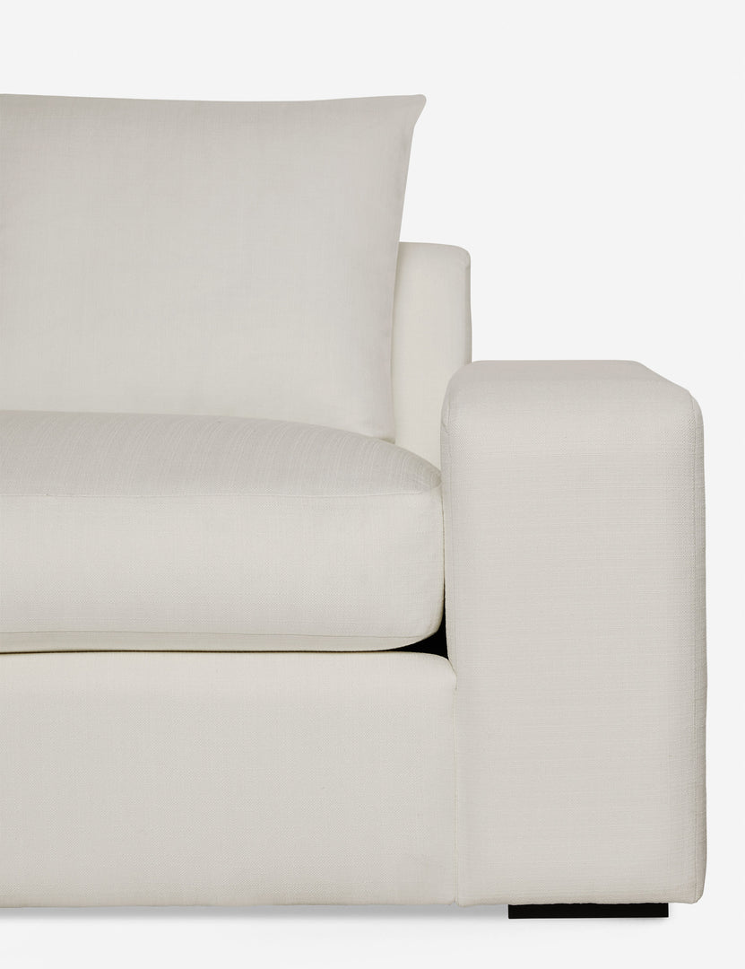 #color::ivory-performance-fabric #configuration::left-facing | Close-up of the Nadine Ivory performance fabric left-facing sectional sofa