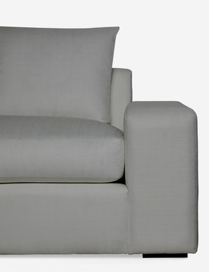 Close-up of the Nadine Gray performance fabric left-facing sectional sofa