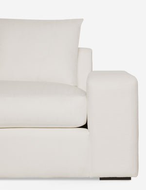 Close-up of the Nadine Ivory linen left-facing sectional sofa