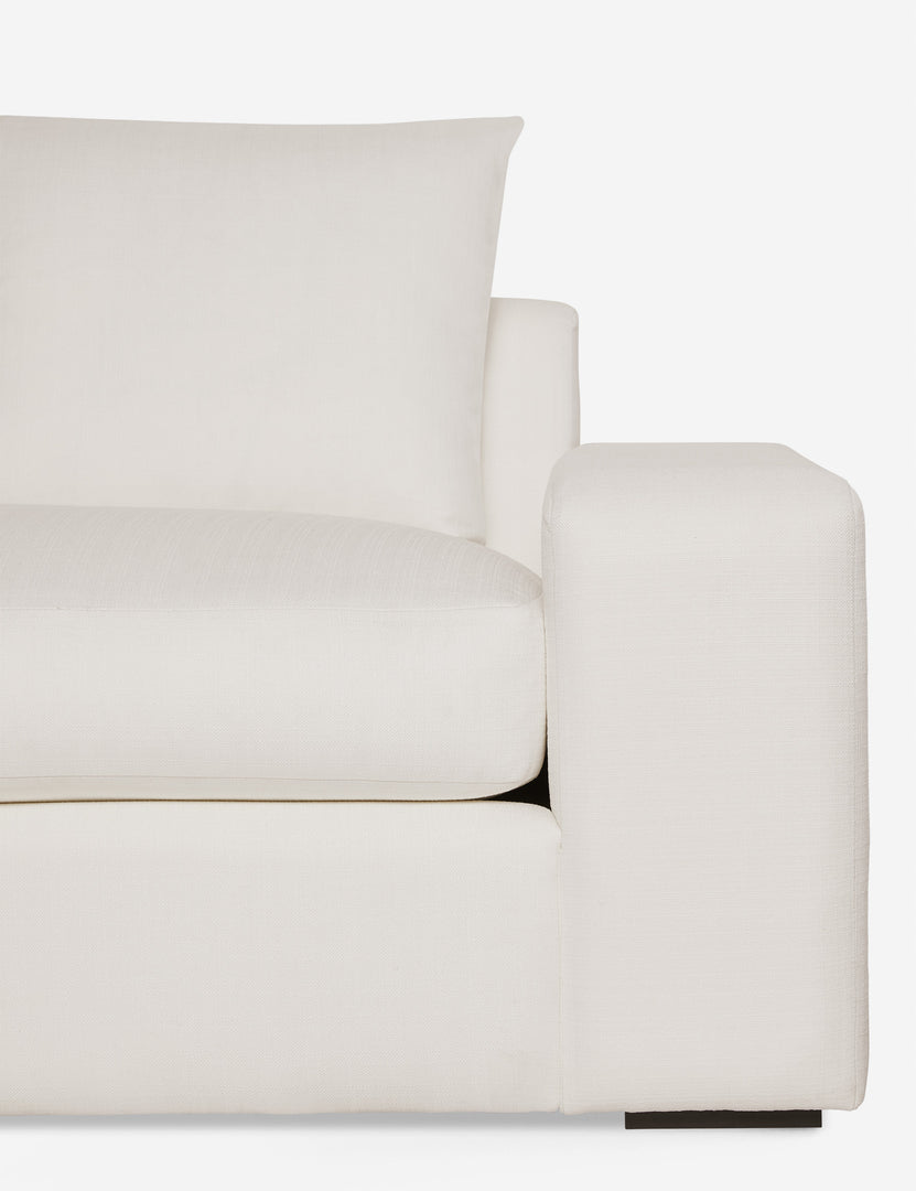 #color::ivory-linen #configuration::left-facing | Close-up of the Nadine Ivory linen left-facing sectional sofa