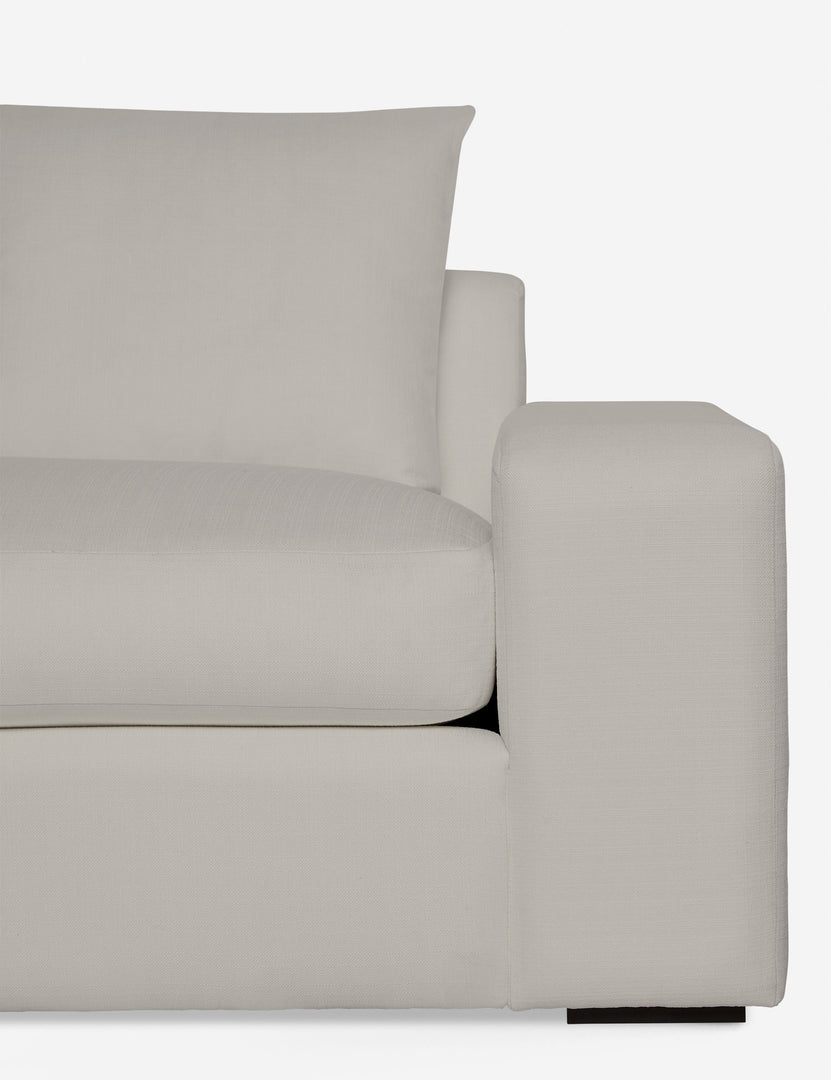 #color::natural-linen #configuration::left-facing | Close-up of the Nadine Natural linen left-facing sectional sofa