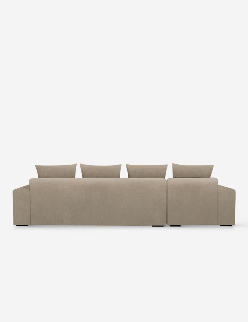 #color::oatmeal-velvet #configuration::left-facing | Back of the Nadine Oatmeal beige velvet left-facing sectional sofa