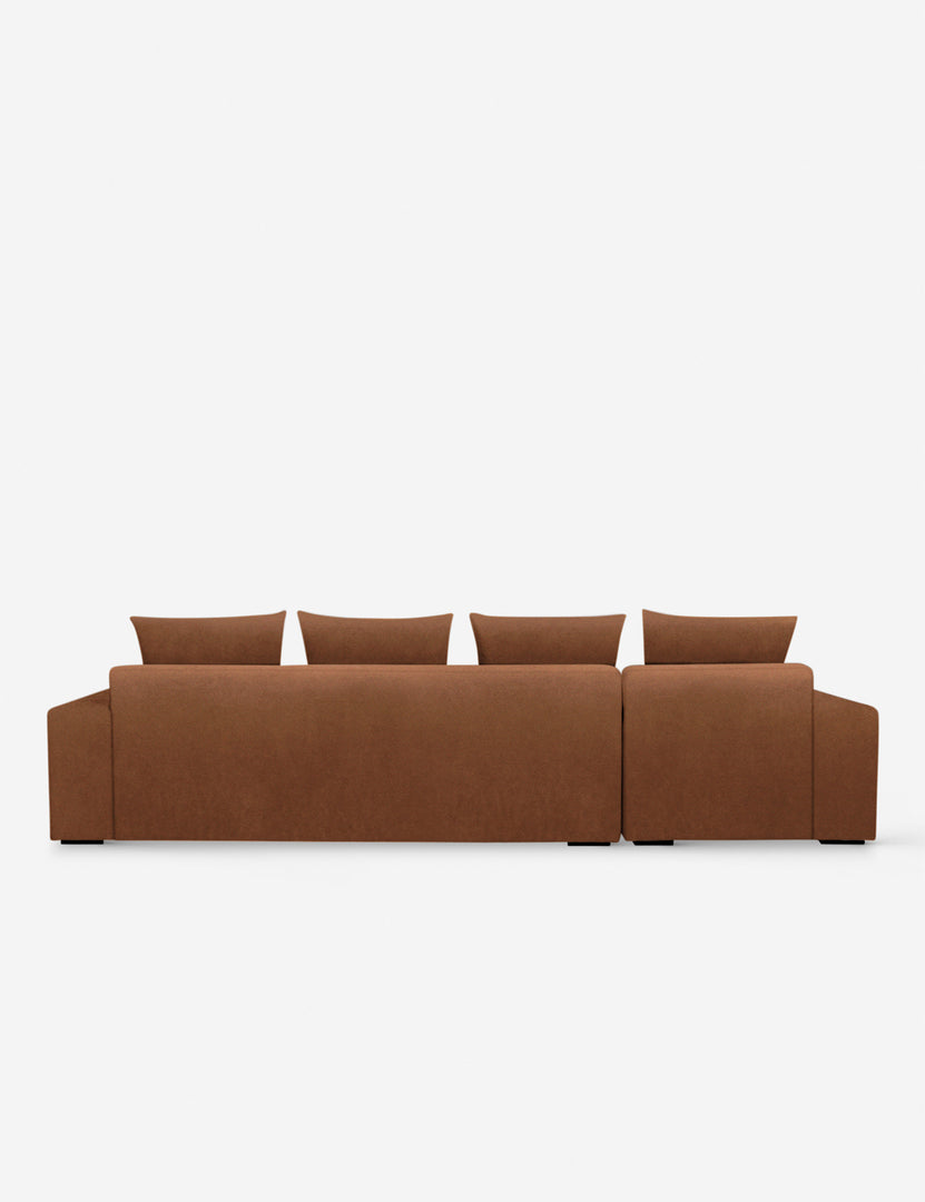 #color::rust-velvet #configuration::left-facing | Back of the Nadine Rust orange velvet left-facing sectional sofa