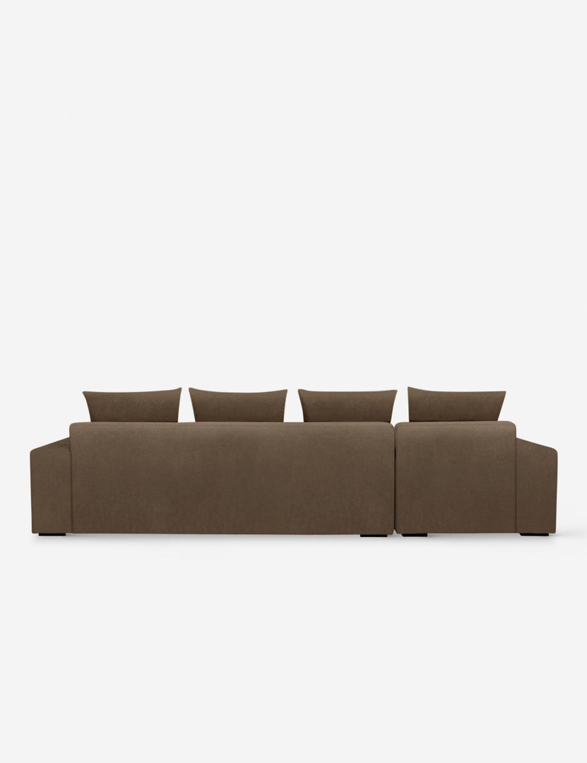 #color::toffee-velvet #configuration::left-facing | Back of the Nadine Toffee brown velvet left-facing sectional sofa