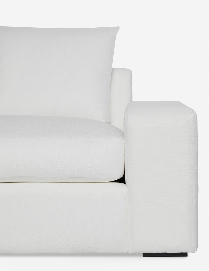 #color::white-performance-fabric #configuration::left-facing | Close-up of the Nadine White performance fabric left-facing sectional sofa