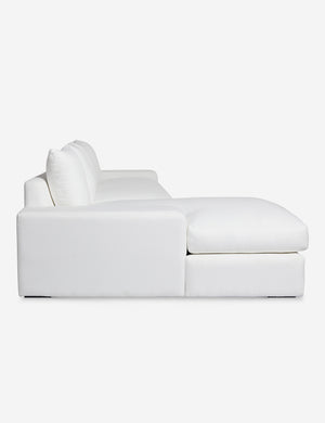 Side of the Nadine White performance fabric left-facing sectional sofa