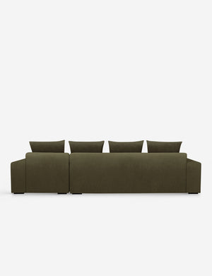 Back of the Nadine Balsam green velvet right-facing sectional sofa