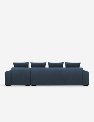 Back of the Nadine Blue velvet right-facing sectional sofa