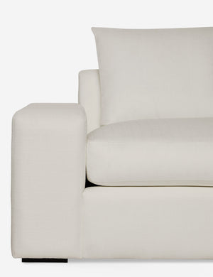 Close-up of the Nadine Ivory performance fabric right-facing sectional sofa