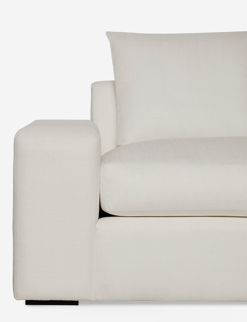 #color::ivory-performance-fabric #configuration::right-facing | Close-up of the Nadine Ivory performance fabric right-facing sectional sofa