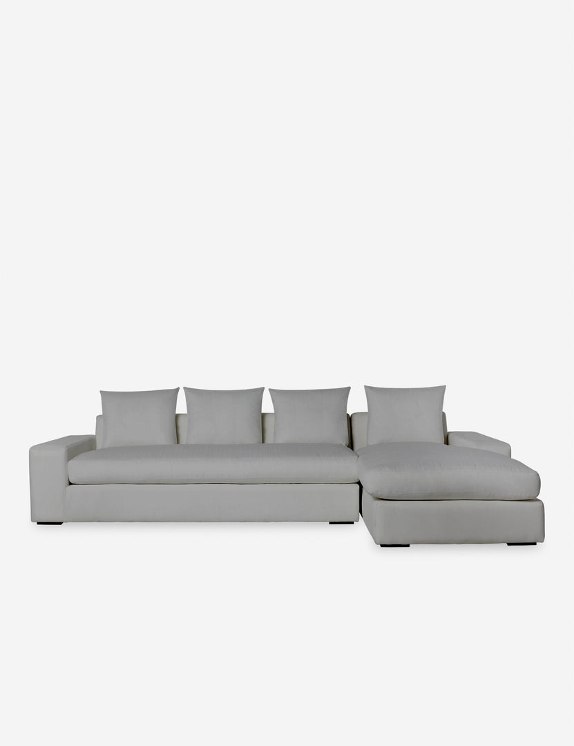 #color::gray-performance-fabric #configuration::right-facing | Nadine Gray performance fabric upholstered right-facing sectional sofa with low, wide arms and tall pillow back cushions