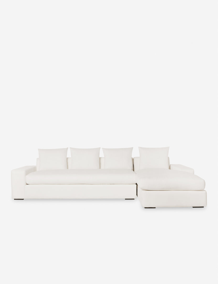 #color::ivory-linen #configuration::right-facing | Nadine Ivory linen upholstered right-facing sectional sofa with low, wide arms and tall pillow back cushions