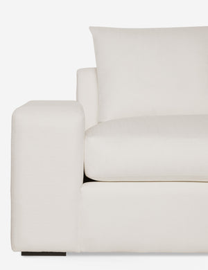 Close-up of the Nadine Ivory linen right-facing sectional sofa