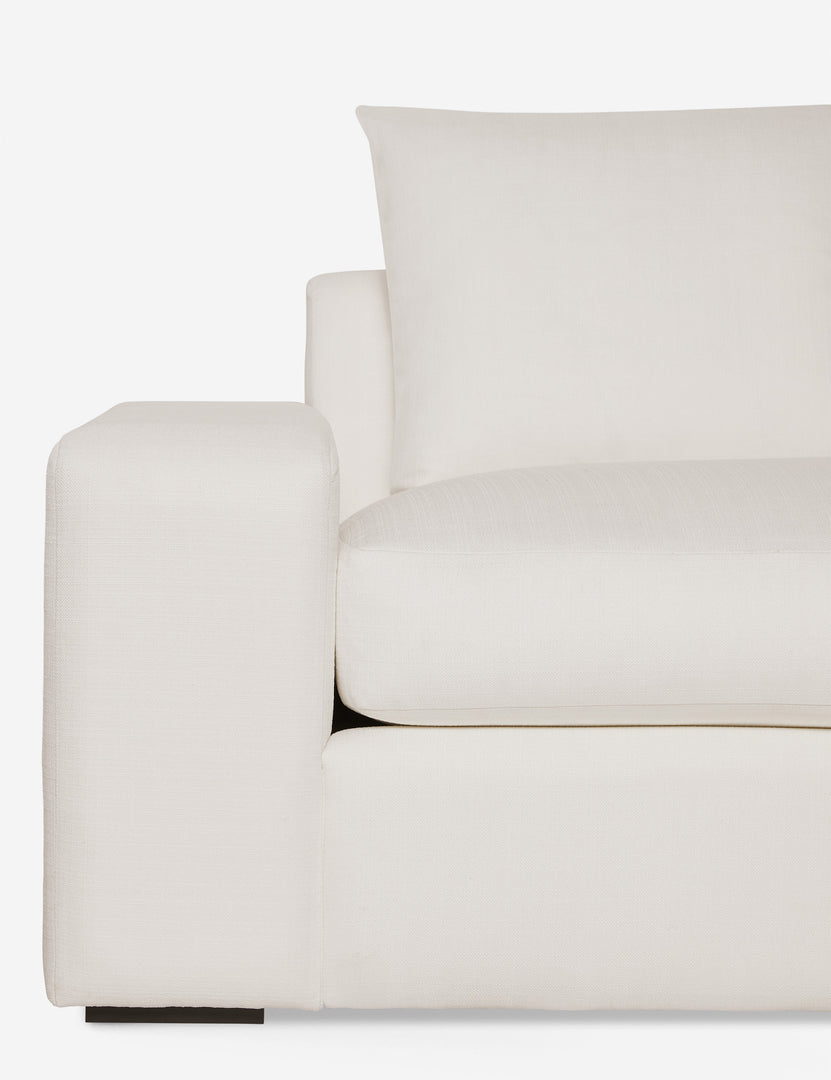 #color::ivory-linen #configuration::right-facing | Close-up of the Nadine Ivory linen right-facing sectional sofa