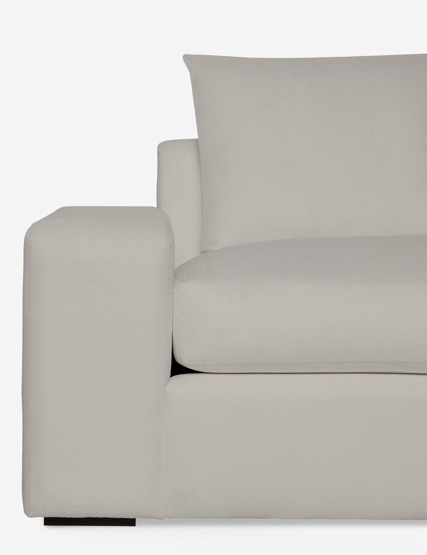 #color::natural-linen #configuration::right-facing | Close-up of the Nadine Natural linen right-facing sectional sofa